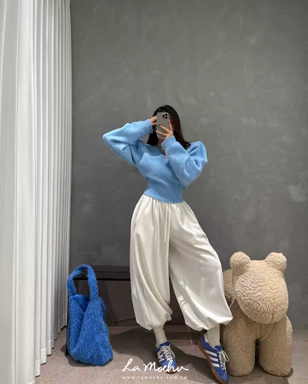寬袖V領羊駝毛上衣
